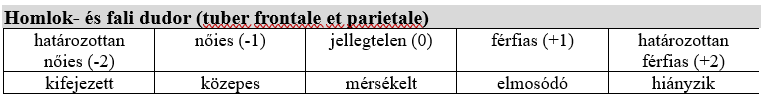 Koponya dudorainak nemi különbségei