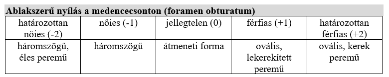 Foramen obturatum nemi különbségei