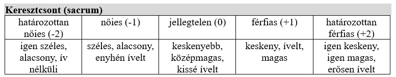 Keresztcsont nemi különbségei